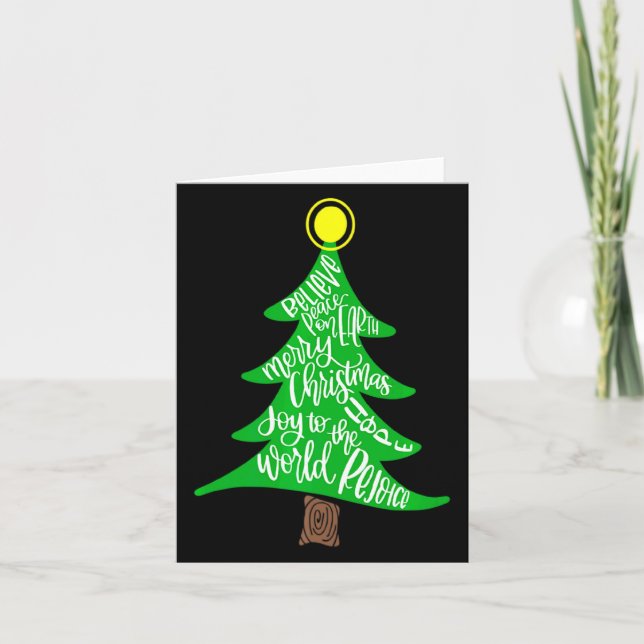 Merry Christmas Tree Tygraphy For Men Women Kid  Card (Front)