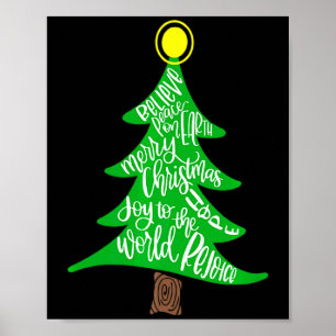 Merry Christmas Tree Tygraphy For Men Women Kid Poster
