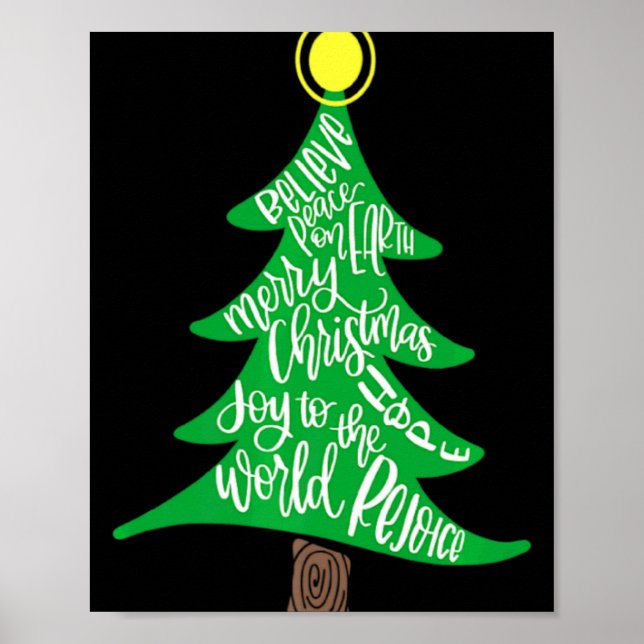 Merry Christmas Tree Tygraphy For Men Women Kid T  Poster (Front)