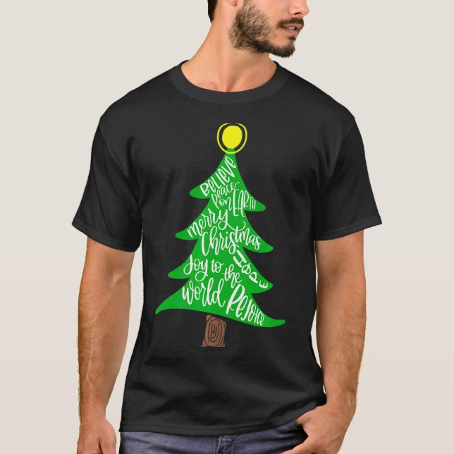 Merry Christmas Tree Tygraphy For Men Women Kid  T-Shirt (Front)
