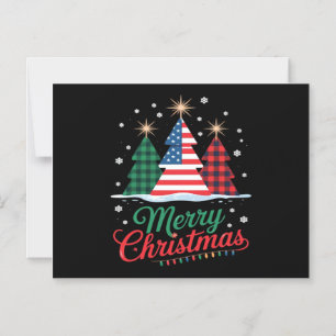 Merry Christmas Tree US Flag Santa Essential Magnetic Invitation