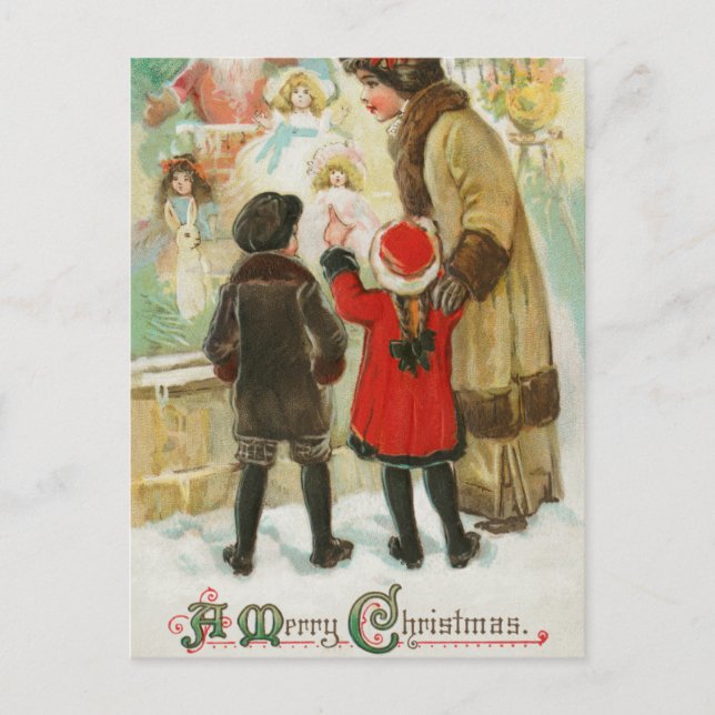Merry christmas tree vintage art  holiday postcard (Front)