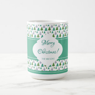 Merry Christmas Tree Watercolor Pastel Pattern Coffee Mug