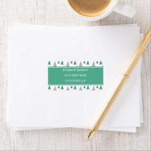 Merry Christmas Tree Watercolor Pastel Pattern Label