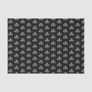 Merry Christmas Tree White Black Tissue Paper