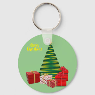 Merry Christmas ~ Tree with Gifts Key Ring