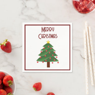 Merry Christmas Tree with Holiday Ornaments Napkin