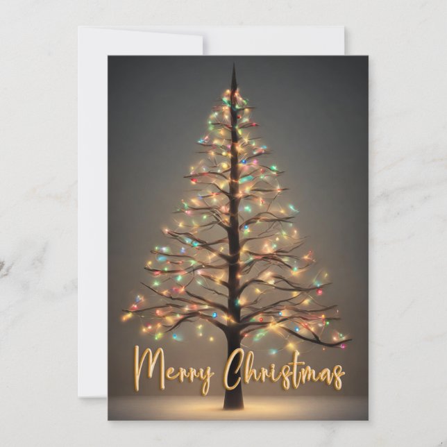Merry Christmas tree with lights card  (Front)