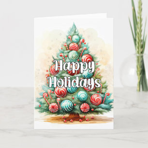 Merry Christmas Tree With Presents Holiday Card