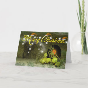 Merry Christmas Tree with Raiding Reindeer Holiday Card
