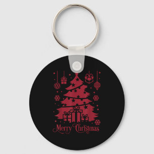 Merry Christmas Tree With Snowflakes Holiday Festi Key Ring