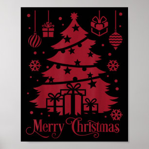 Merry Christmas Tree With Snowflakes Holiday Festi Poster