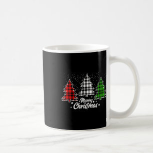 Merry Christmas Tree Xmas Buffalo Plaid Red White Coffee Mug
