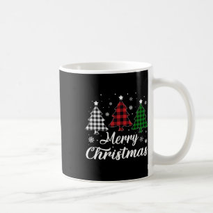 Merry Christmas Tree Xmas Buffalo Plaid Red White Coffee Mug
