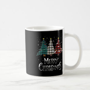 Merry Christmas Tree Xmas Buffalo Plaid Red White Coffee Mug