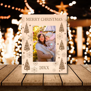 Merry Christmas Trees and Snowflakes Etched Frames