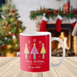 Merry Christmas Trees Artsy Art Name Modern Cool  Coffee Mug