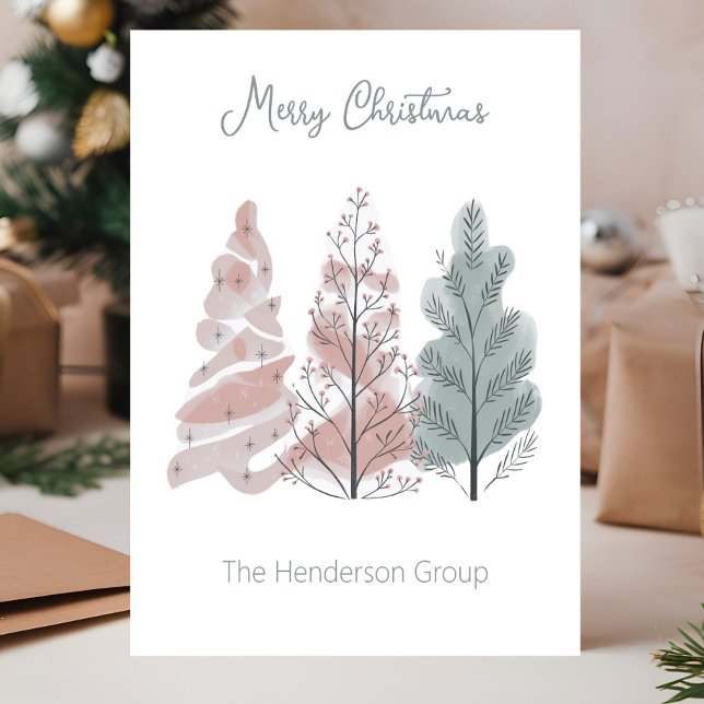 Merry Christmas Trees Business Company QR Code Postcard (Creator Uploaded)