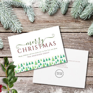 Merry Christmas Trees Corporate Business Logo Holiday Card