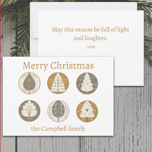 Merry Christmas Trees Elegant Family Name Holiday Card