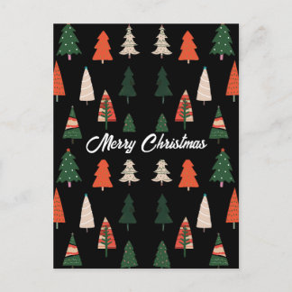 Merry Christmas Trees Festive  Holiday Postcard