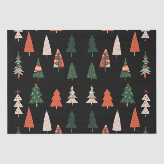 Merry Christmas Trees Festive  Tissue Paper (Front)