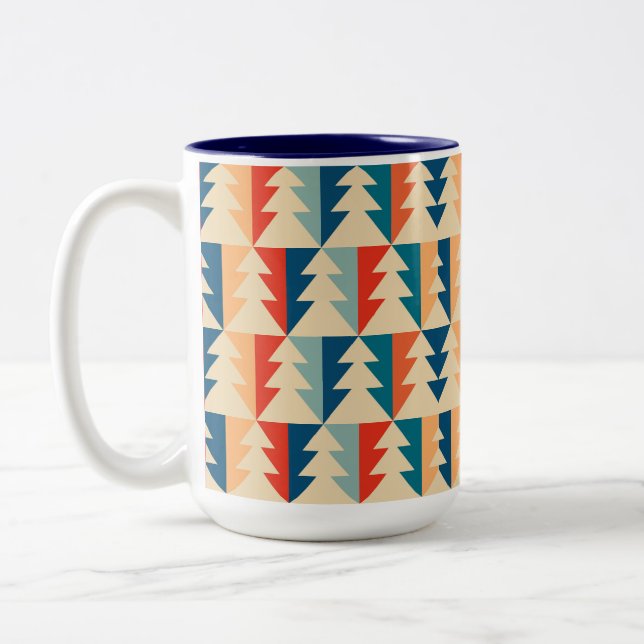 MERRY CHRISTMAS TREES FUNKY Two-Tone COFFEE MUG (Left)