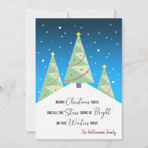 Merry Christmas Trees Haiku Modern Holiday Card