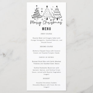Merry Christmas Trees Holiday Dinner Party Menu
