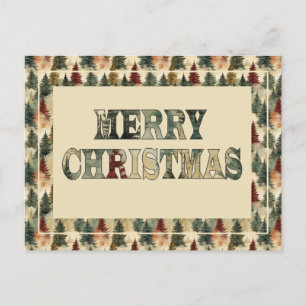 Merry Christmas Trees Holiday Postcard