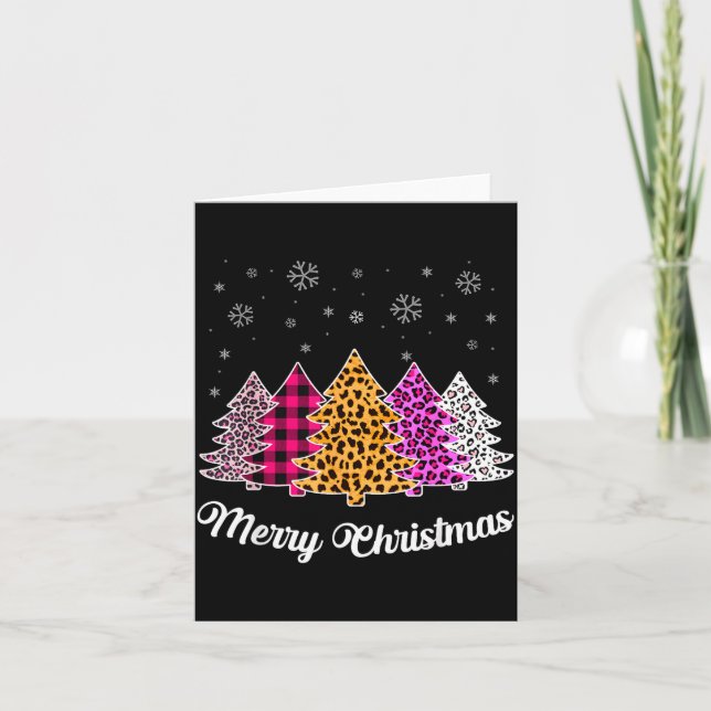Merry Christmas Trees Leopard Nk Shirt For Women G Card (Front)