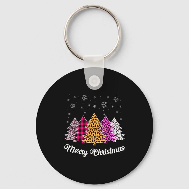 Merry Christmas Trees Leopard Nk Shirt For Women G Key Ring (Front)