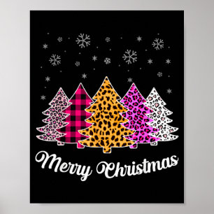 Merry Christmas Trees Leopard Nk Shirt For Women G Poster