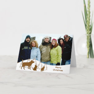 Merry Christmas Trees & One Dog Two Cats Holiday Card