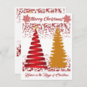 Merry Christmas Trees Red and Golden Shine Holiday