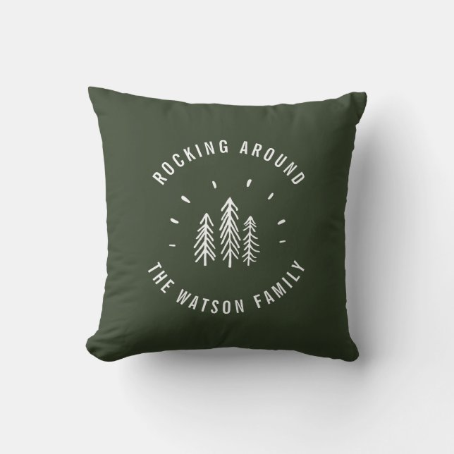 Merry Christmas Trees Rocking Modern Custom Family Cushion (Front)