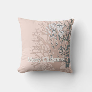 Merry Christmas trees silhouette in blush pink bei Cushion