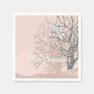 Merry Christmas trees silhouette in blush pink bei Napkin