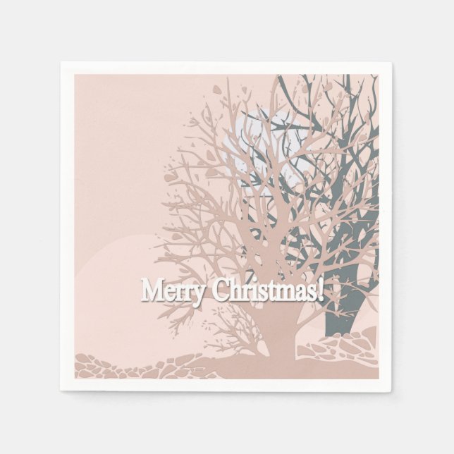 Merry Christmas trees silhouette in blush pink bei Napkin (Front)