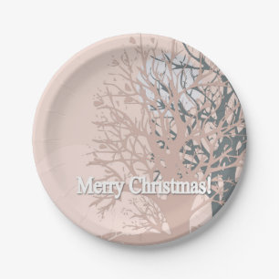 Merry Christmas trees silhouette in blush pink bei Paper Plate