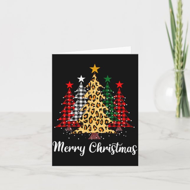 Merry Christmas Trees With Buffalo Plaid &amp; Leo Card (Front)