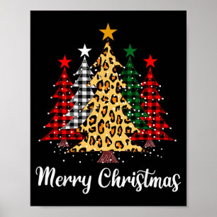 Merry Christmas Trees With Buffalo Plaid & Leo Poster