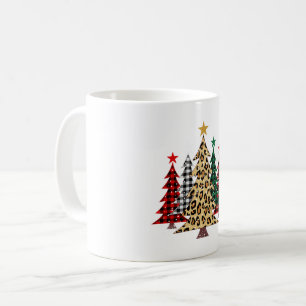 Merry Christmas Trees with Buffalo Plaid & Leopard Coffee Mug
