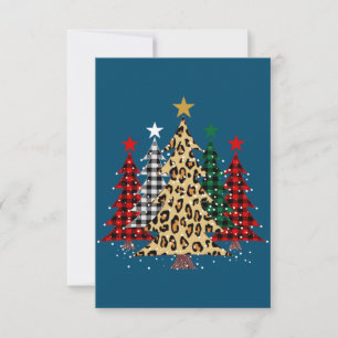 Merry Christmas Trees with Buffalo Plaid & Leopard Thank You Card