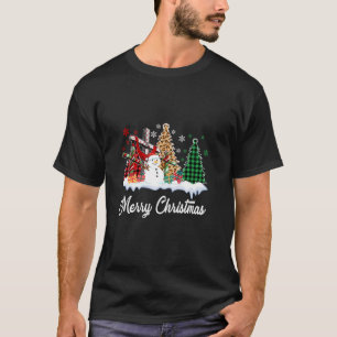Merry Christmas Trees with Plaid Red Green Leopard T-Shirt