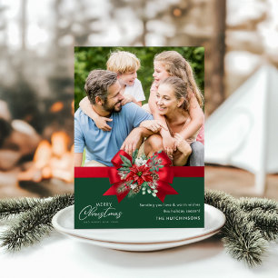Merry Christmas Trendy One-photo holiday card 