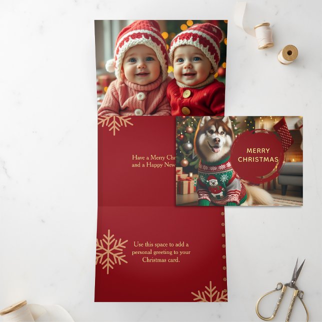 Merry Christmas Trifold Husky Photo Card (Merry Christmas Trifold Husky Photo Card)