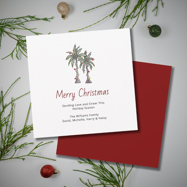Merry Christmas Tropical Beach Palm Trees  Holiday Card (Creator Uploaded)