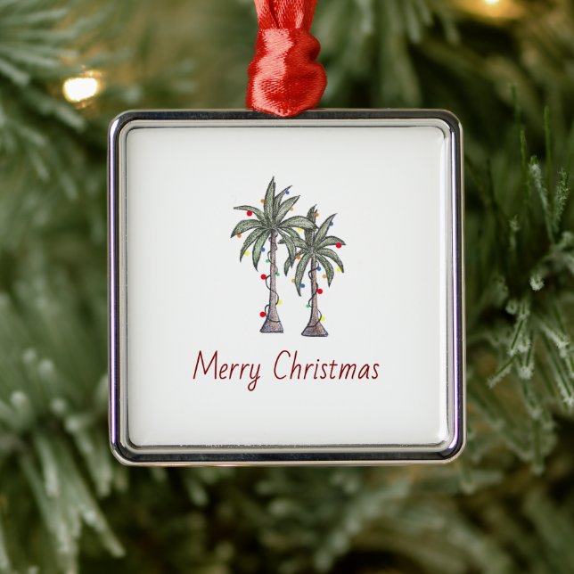 Merry Christmas Tropical Beach Palm Trees  Metal Tree Decoration (Tree)