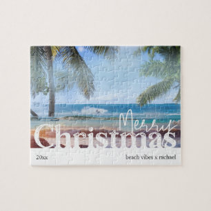 Merry Christmas Tropical Beach Photo Jigsaw Puzzle